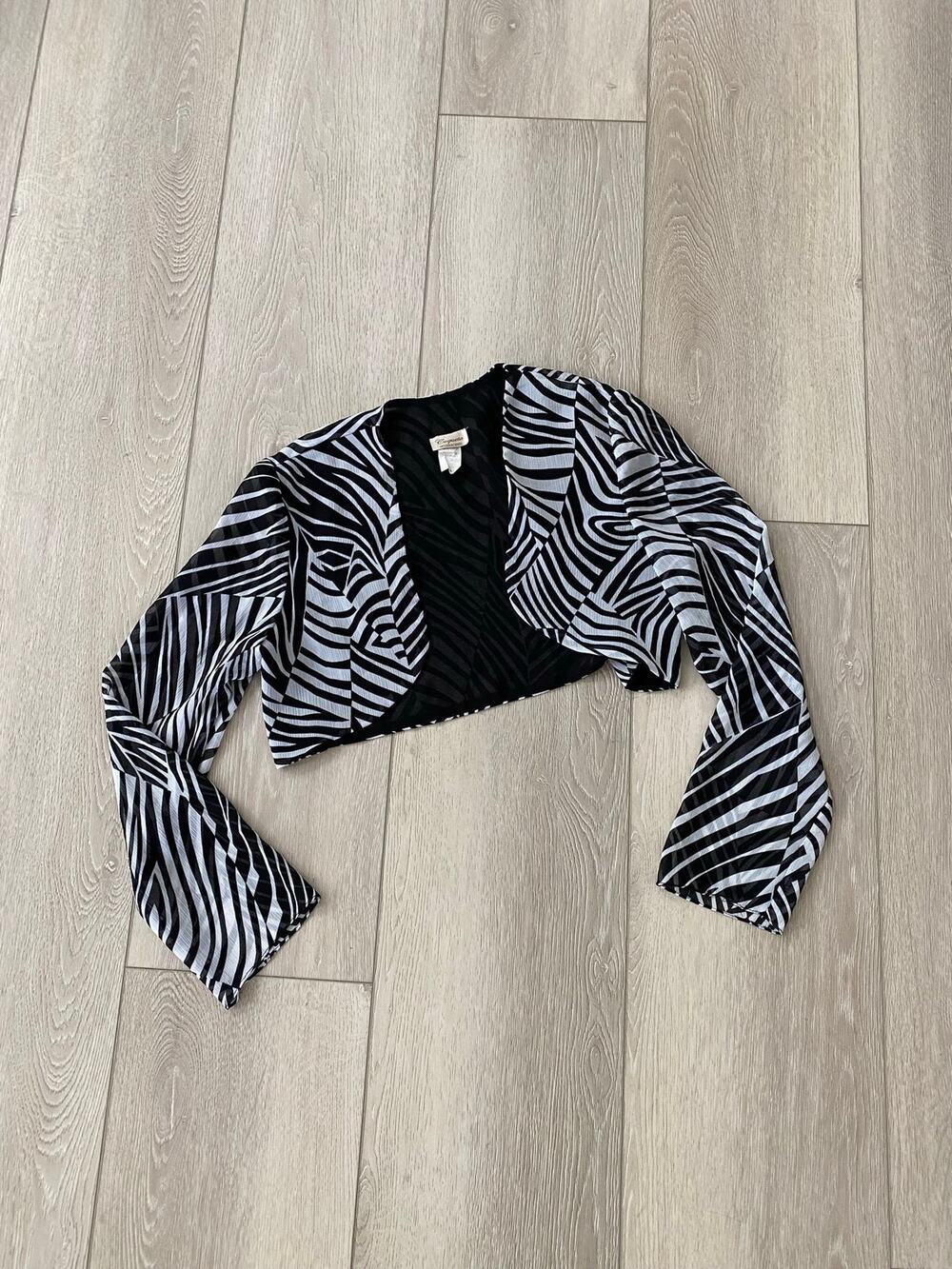 Vintage Y2K Zebra Print Cropped Bolero Cardigan Size Small